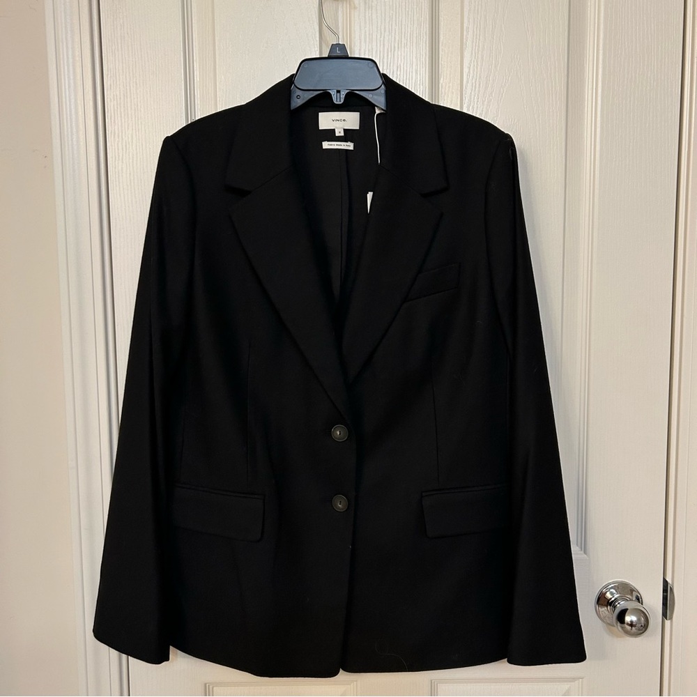 Vince Brushed Wool Blend Flannel Blazer in Black Size 10 - Picture 5 of 10